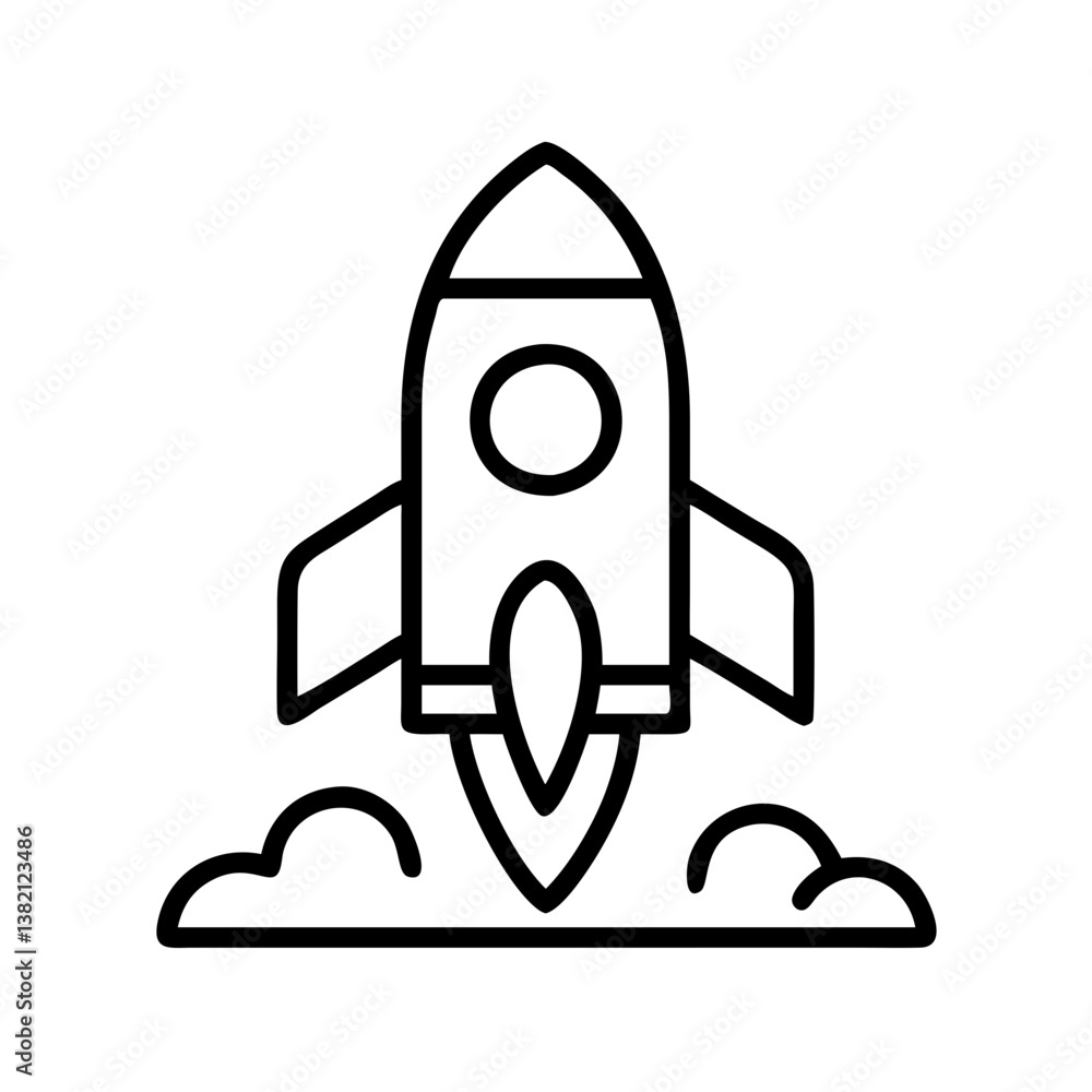 Aufkleber rocket ship launch vector icon for startup business and space exploration projects perfect for desig