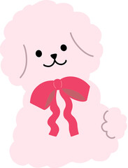 분홍 리본 강아지