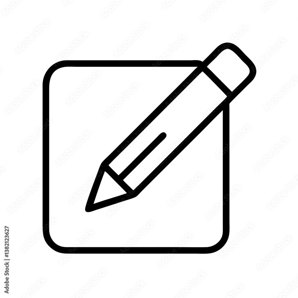 Poster edit icon vector pencil writing in square shape for graphic design and web design projects symbol