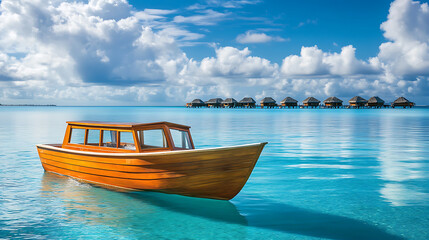 Fototapeta premium Sailing adventure on a sailboat in the ocean near tropical landmark travel experience serene environment scenic view