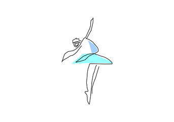  line art illustration representing a ballet dancer in an elegant pose © THE JAY