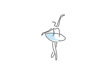  line art illustration representing a ballet dancer in an elegant pose
