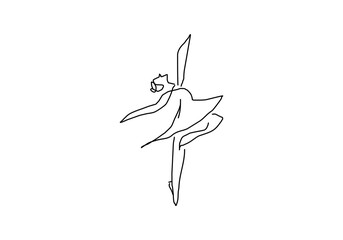 line art illustration representing a ballet dancer in an elegant pose © THE JAY
