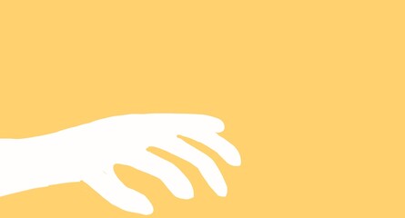 An orange background featuring white hand illustrations, creating a bold and artistic contrast with a clean, minimalist style.

