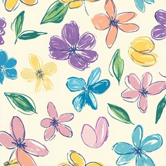 colorful flower minimal fabric pattern