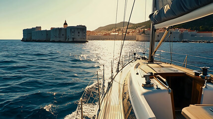 Sailing adventure on a sailboat ocean view of historic landmark dubrovnik travel experience