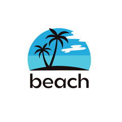 Premium Beach logo vector template illustration 