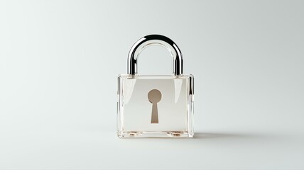 Fototapeta premium Clear padlock with keyhole on white background, symbolizing security and protection.