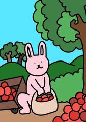 사과를 수확하는 토끼  © 한나 이