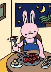 떡볶이 먹는 토끼  © 한나 이