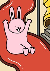 미끄럼틀 타는 토끼  © 한나 이