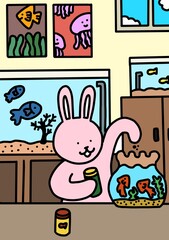 물고기를 키우는 토끼  © 한나 이