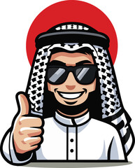 Arabian man thumb up mascot 