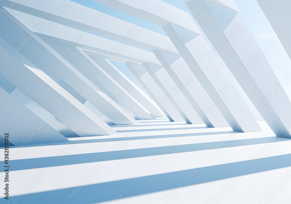 Poster abstract architectural design modern white building with geometric shapes and light and shadow.