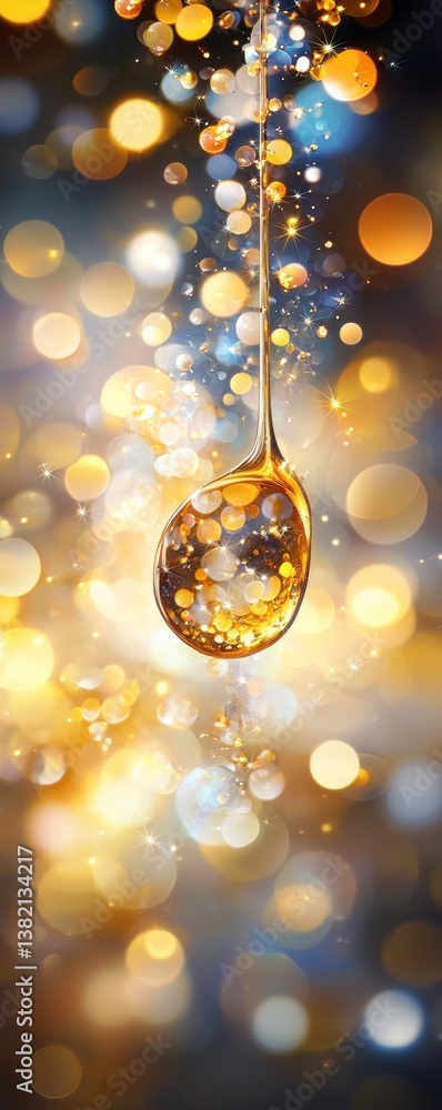 Poster captivating liquid drop glimmering with bokeh lights studio setting macro photography vibrant atmosp