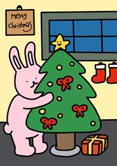 Fototapeta premium 크리스마스 토끼 