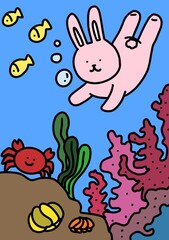 잠수하는 토끼 