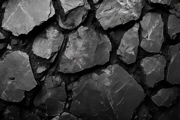 Dark crushed stones with sharp angular surfaces and dense texture