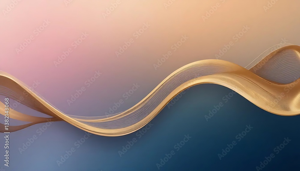 Poster elegant fluid gold ribbon wave background design on gradient color backdrop