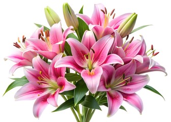Obraz premium pink lily flower on white background 