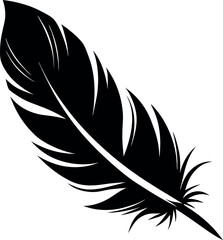 Obraz premium Single Black Feather Illustration Simple vector silhouette Bird Feather Design Graphic Vector Image