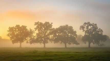 Naklejka premium misty morning sunrise