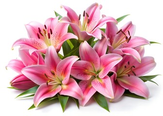 Fototapeta premium pink lily flower on white background 
