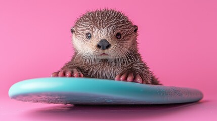 Baby otter on a surfboard