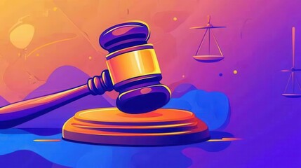 Colorful Judge Gavel in Vector Art Style