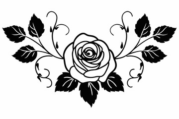 rose flower silhouette vector white background