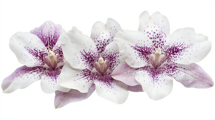 Fototapeta premium Close up of a Blooming White Orchid with Purple petals isolated on White Background