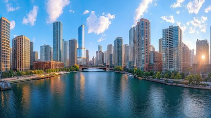 Fototapeta premium A panoramic view of a modern city skyline