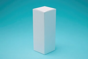 White rectangular box standing on blue background