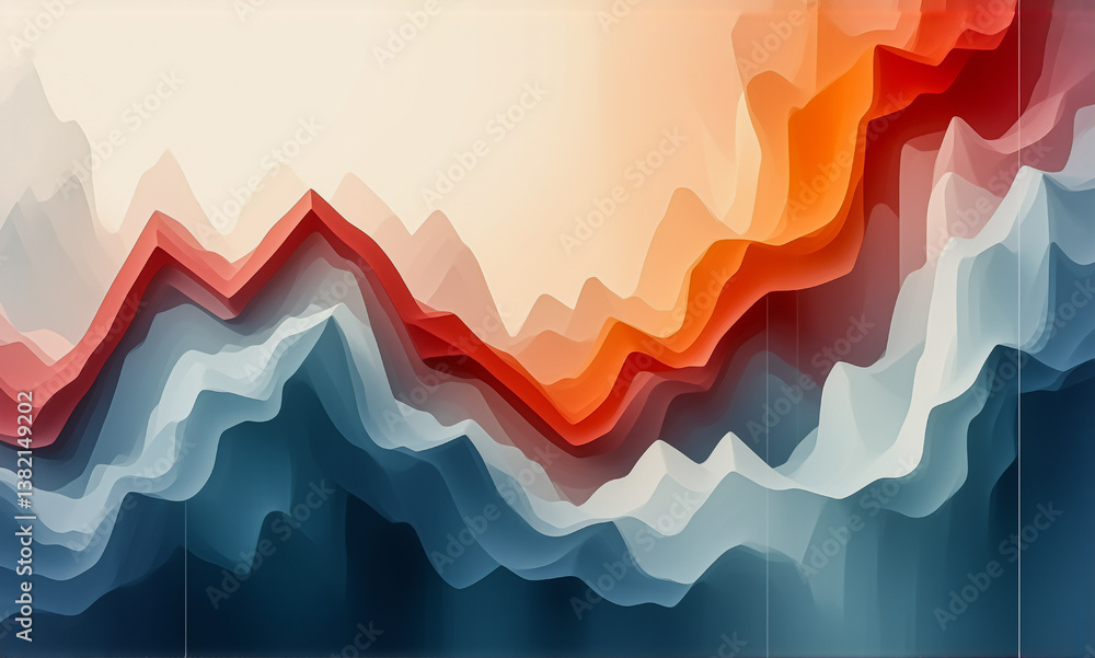 Aufkleber abstract image featuring fluid waves of red, orange, and blue hues. a dynamic and colorful wave patt