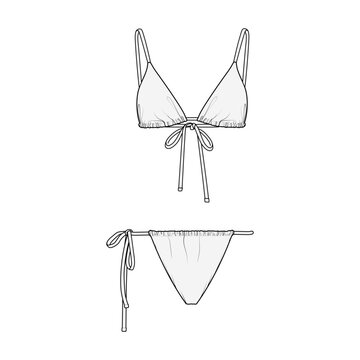 String Bikini Fashion Vector Sketch. Black and White with Colorways
