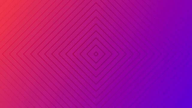 Looping rhombus line animation on gradient pink purple video background. Dynamic geometric shapes generating fluid motion for wallpaper, banner, backdrop, header design