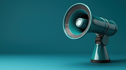 Teal megaphone on teal background