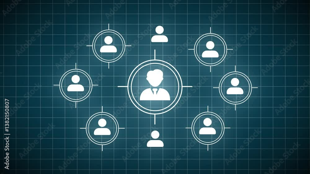 Poster social network growing 3d animation. beautiful digital blue interface with icons and links over the 