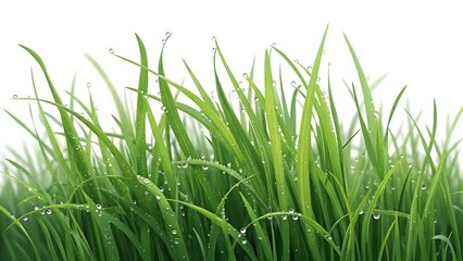 Fototapeta premium A high-resolution, ultra-clear image of fresh, lush green grass, isolated against a transparent background. The individual blades vary in height, thickness, and curvature, creating a natural, organic 