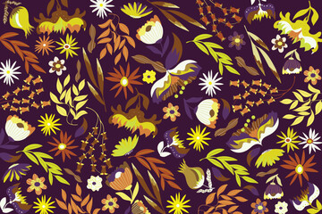 florals pattern. hand drawn florals vector background.