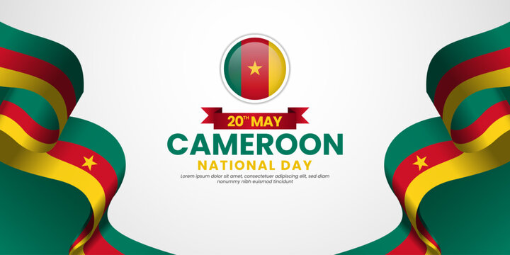 Cameroon national day banner background with realistic flag design with blank space area