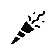 Simple black line art illustration of a festive party popper.