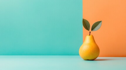 Vibrant pear on a dual-toned background