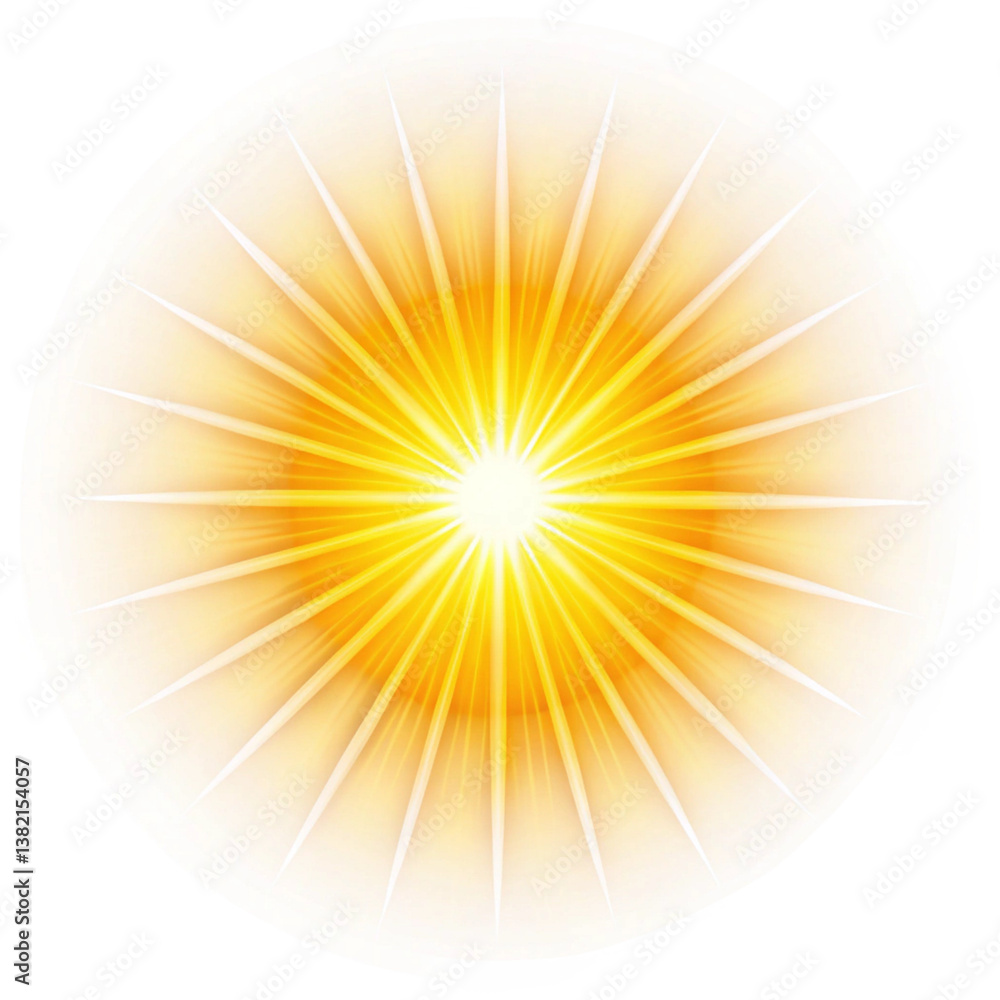 Aufkleber bright yellow sunburst in circular white frame abstract background design image transparent backgrou