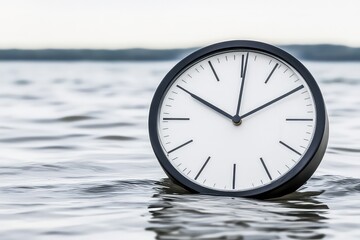 Clock floating on water surface during daytime