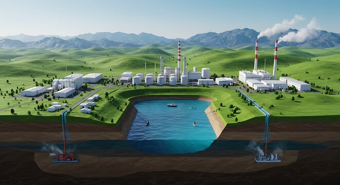 A diagram of carbon dioxide storage solutions, including geological sequestration and utilization technologies
