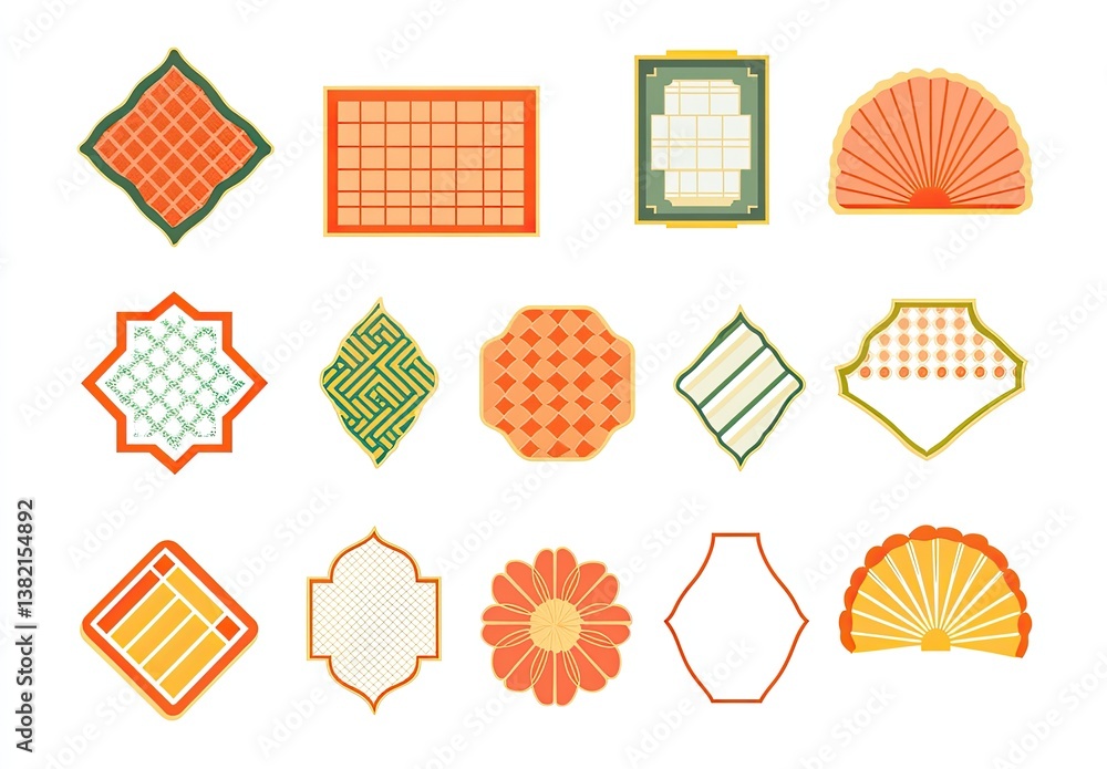 Poster decorative design elements, various shapes and patterns