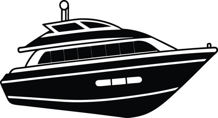 Elegant Yacht Silhouette Design – Minimalist Nautical Illustration for Luxury Travel Concepts