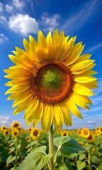 Naklejka premium sunflower field in the summer