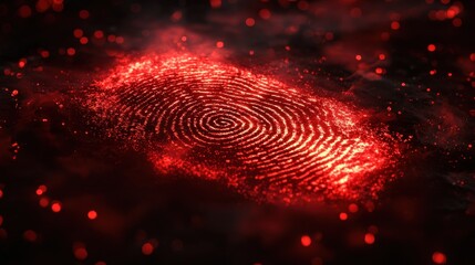 Fingerprint graphic, fiery red